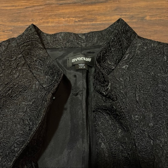 Avenue Mandarin Black Sparkle Bling 14 16 plus Holiday Cocktail Party jacket - Picture 4 of 9